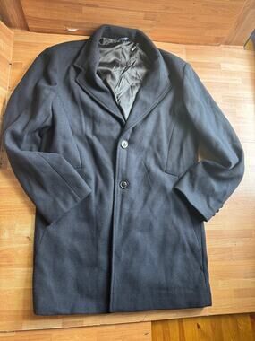 Men's Winter British Style Wool Blend Button Overcoat size large